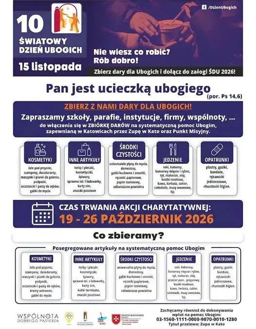 Katowicka szkoła włącza się w 10. Światowy Dzień Ubogich – zbiórka darów trwa